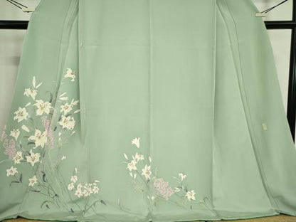 平和屋着物●本加賀友禅作家　寺西英樹　訪問着　百合　鈴乃屋扱い　正絹　逸品　未使用　DABC3407az