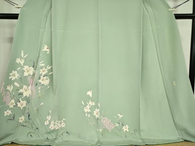 平和屋着物●本加賀友禅作家　寺西英樹　訪問着　百合　鈴乃屋扱い　正絹　逸品　未使用　DABC3407az
