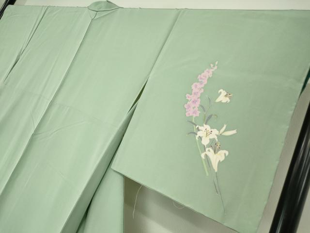 平和屋着物●本加賀友禅作家　寺西英樹　訪問着　百合　鈴乃屋扱い　正絹　逸品　未使用　DABC3407az