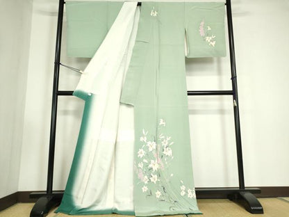 平和屋着物●本加賀友禅作家　寺西英樹　訪問着　百合　鈴乃屋扱い　正絹　逸品　未使用　DABC3407az