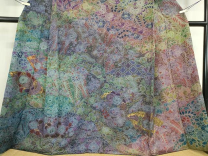 平和屋着物●訪問着　絞り　辻が花　金彩　金通し地　正絹　逸品　DABC3408az