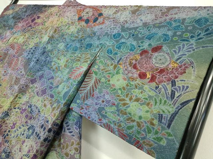平和屋着物●訪問着　絞り　辻が花　金彩　金通し地　正絹　逸品　DABC3408az