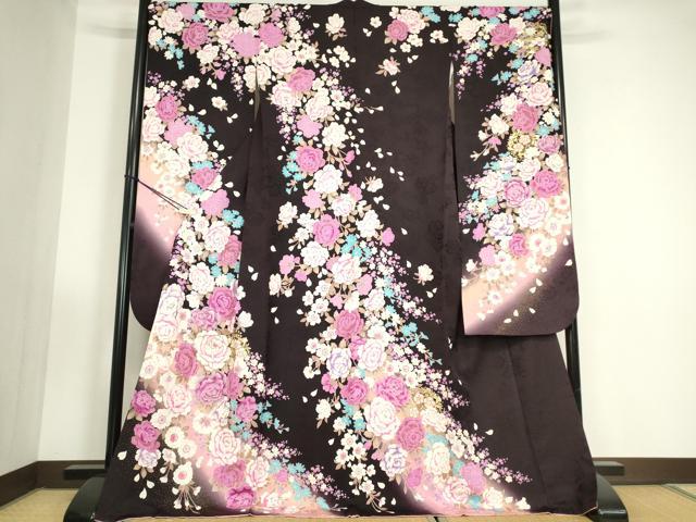 平和屋着物●豪華振袖　刺繍　ラインストーン　花尽くし　金彩　正絹　逸品　DABC3409az