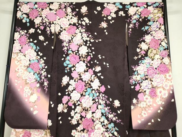 平和屋着物●豪華振袖　刺繍　ラインストーン　花尽くし　金彩　正絹　逸品　DABC3409az