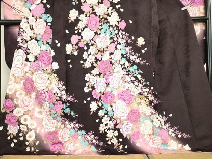 平和屋着物●豪華振袖　刺繍　ラインストーン　花尽くし　金彩　正絹　逸品　DABC3409az