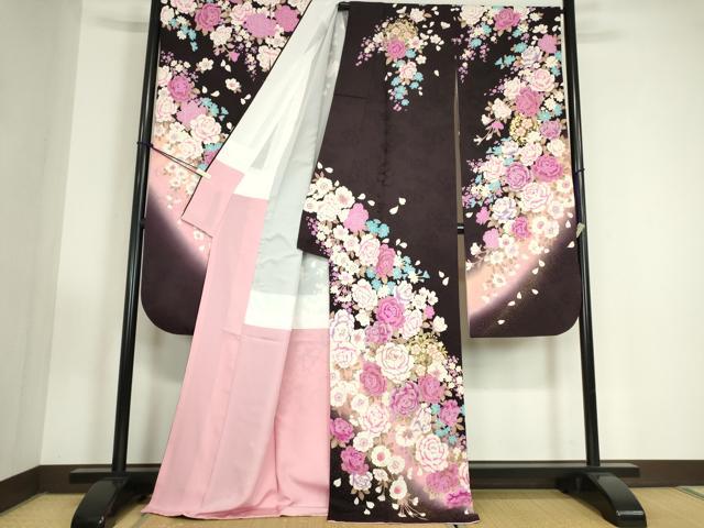 平和屋着物●豪華振袖　刺繍　ラインストーン　花尽くし　金彩　正絹　逸品　DABC3409az
