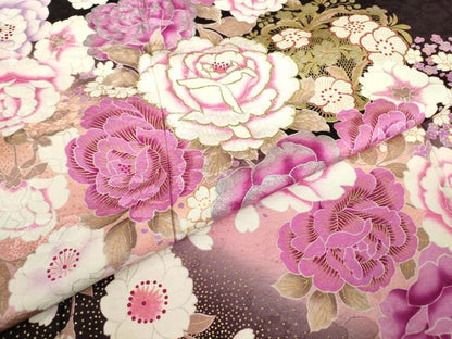 平和屋着物●豪華振袖　刺繍　ラインストーン　花尽くし　金彩　正絹　逸品　DABC3409az