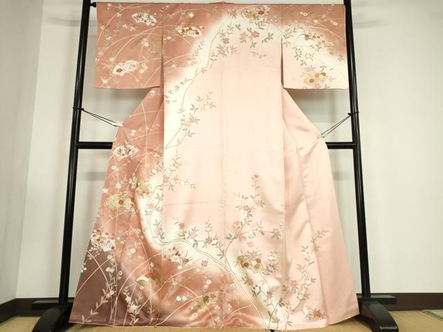 平和屋着物●十日町老舗ブランド　吉澤友禅　吾妻徳穂　訪問着　駒刺繍　地紙吉祥花文　暈し染め　金彩　正絹　逸品　DABC3416az