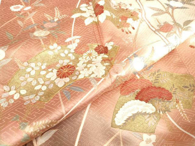 平和屋着物●十日町老舗ブランド　吉澤友禅　吾妻徳穂　訪問着　駒刺繍　地紙吉祥花文　暈し染め　金彩　正絹　逸品　DABC3416az