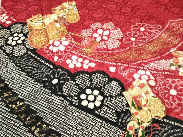 平和屋着物●豪華振袖　駒刺繍　絞り　御所車花文　金彩　ますいわ屋扱い　正絹　逸品　DABC3417az