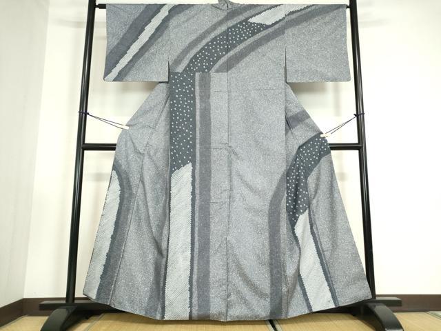 平和屋着物●訪問着　本場大島紬　絞り　変わり斜線文　正絹　逸品　DABC3418az