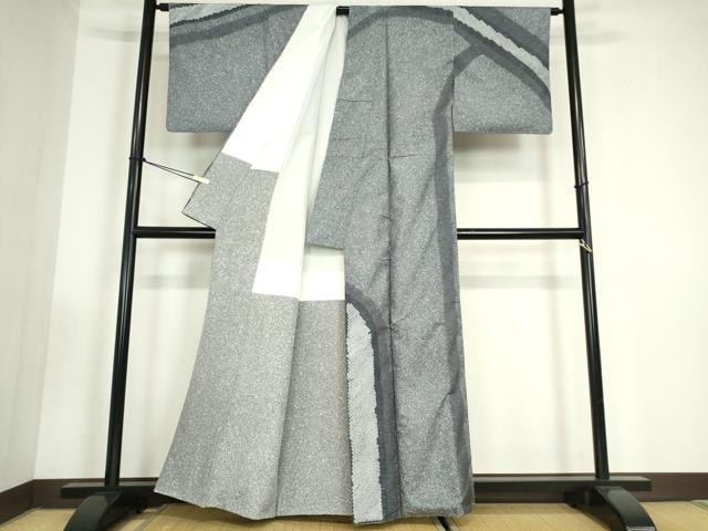 平和屋着物●訪問着　本場大島紬　絞り　変わり斜線文　正絹　逸品　DABC3418az