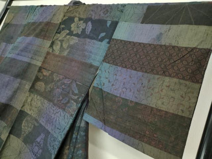 平和屋着物●小千谷紬　百柄　横段陶器花文　正絹　逸品　DABC3420az