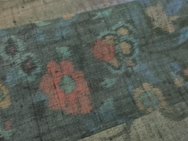 平和屋着物●小千谷紬　百柄　横段陶器花文　正絹　逸品　DABC3420az