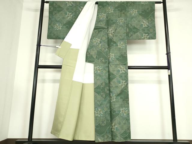 平和屋着物●本場大島紬　9マルキ　更紗花文　正絹　逸品　DABC3423az
