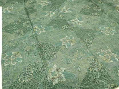 平和屋着物●本場大島紬　9マルキ　更紗花文　正絹　逸品　DABC3423az