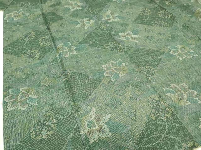 平和屋着物●本場大島紬　9マルキ　更紗花文　正絹　逸品　DABC3423az