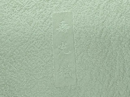 平和屋着物●上質な色無地　亀甲花地紋　寿光織　錆青磁色　正絹　逸品　DABC3424az