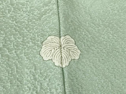 平和屋着物●上質な色無地　亀甲花地紋　寿光織　錆青磁色　正絹　逸品　DABC3424az