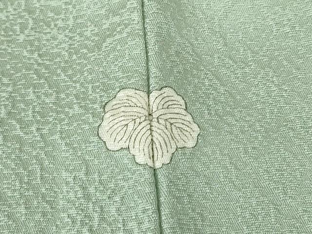 平和屋着物●上質な色無地　亀甲花地紋　寿光織　錆青磁色　正絹　逸品　DABC3424az