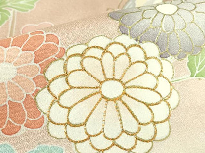 平和屋着物●訪問着　駒刺繍　市松舞蝶花文　暈し染め　金彩　正絹　逸品　DABC3425az