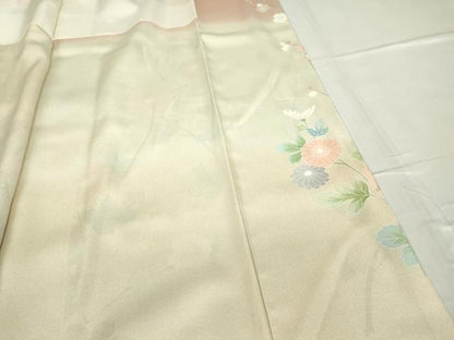 平和屋着物●訪問着　駒刺繍　市松舞蝶花文　暈し染め　金彩　正絹　逸品　DABC3425az