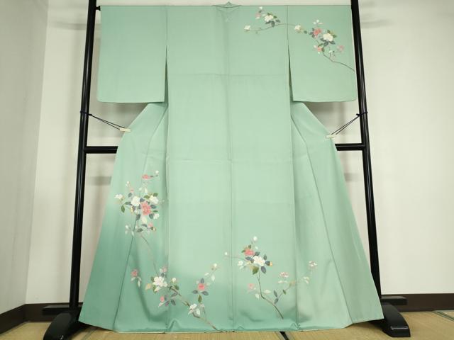 平和屋着物●訪問着　友禅　枝花文　暈し染め　正絹　逸品　DABC3426az