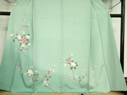 平和屋着物●訪問着　友禅　枝花文　暈し染め　正絹　逸品　DABC3426az