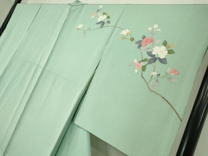 平和屋着物●訪問着　友禅　枝花文　暈し染め　正絹　逸品　DABC3426az