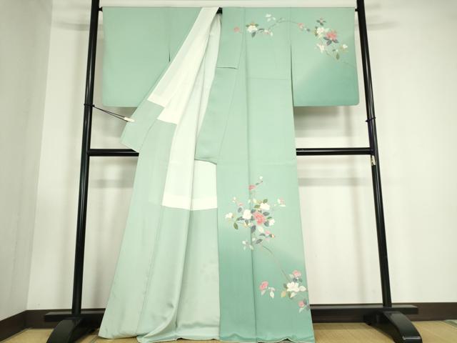 平和屋着物●訪問着　友禅　枝花文　暈し染め　正絹　逸品　DABC3426az