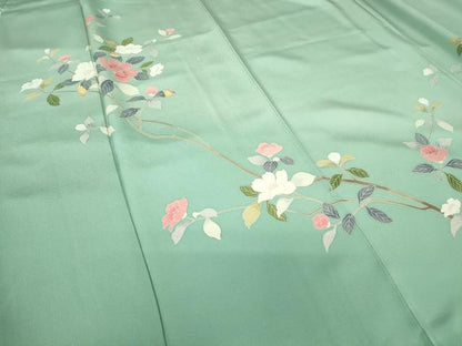 平和屋着物●訪問着　友禅　枝花文　暈し染め　正絹　逸品　DABC3426az