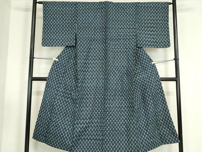 平和屋着物●久留米絣　絣丸文　綿　逸品　DABC3427az