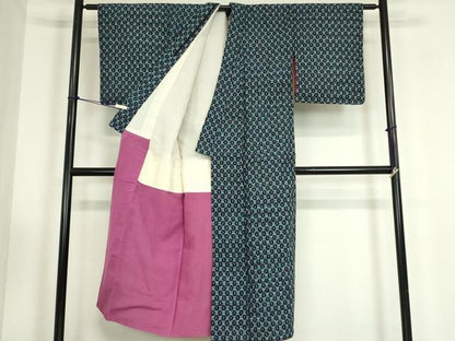 平和屋着物●久留米絣　絣丸文　綿　逸品　DABC3427az
