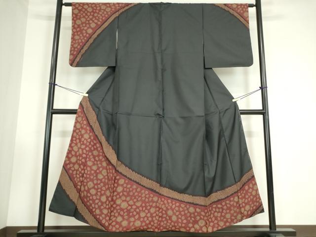 平和屋着物●訪問着　本場大島紬　絞り　舞花文　正絹　逸品　DABC3429az