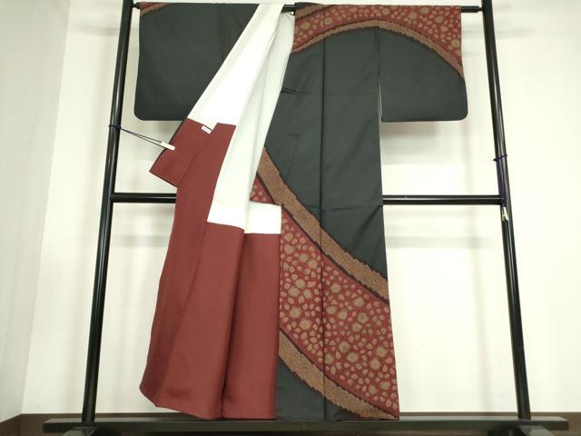 平和屋着物●訪問着　本場大島紬　絞り　舞花文　正絹　逸品　DABC3429az