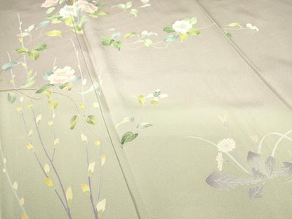 平和屋着物●訪問着　友禅　作家物　枝花文　暈し染め　正絹　逸品　DABC3430az