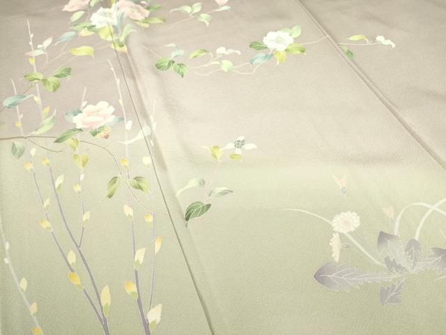平和屋着物●訪問着　友禅　作家物　枝花文　暈し染め　正絹　逸品　DABC3430az