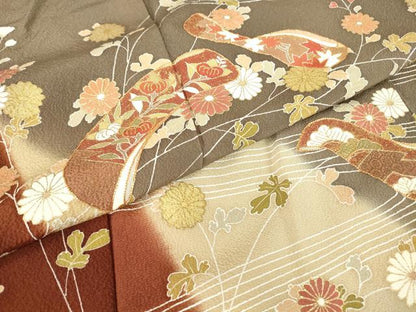 平和屋着物●訪問着　胴抜き仕立て　駒刺繍　流水花文　暈し染め　金彩　正絹　逸品　DABC3431az