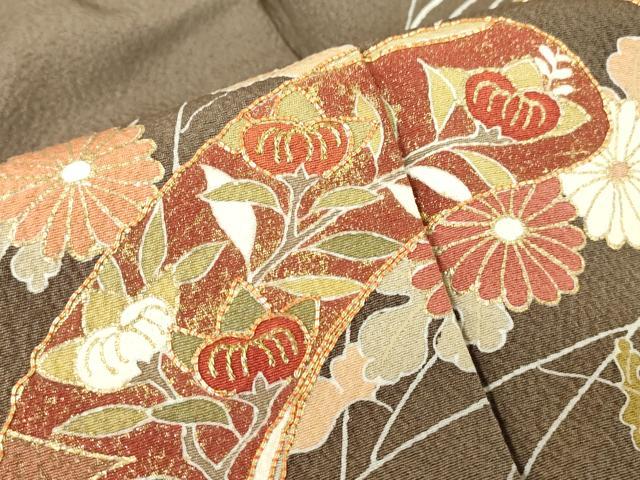 平和屋着物●訪問着　胴抜き仕立て　駒刺繍　流水花文　暈し染め　金彩　正絹　逸品　DABC3431az