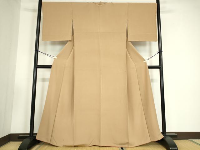 平和屋着物●江戸小紋　万筋　遠州茶色×枯色　正絹　逸品　DABC3432az
