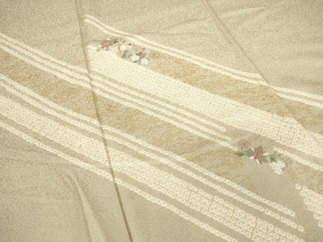 平和屋着物●中国三大刺繍　スワトウ刺繍　汕頭刺繍　訪問着　絞り　花唐草文　金彩　正絹　逸品　DABC3433az