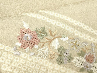 平和屋着物●中国三大刺繍　スワトウ刺繍　汕頭刺繍　訪問着　絞り　花唐草文　金彩　正絹　逸品　DABC3433az
