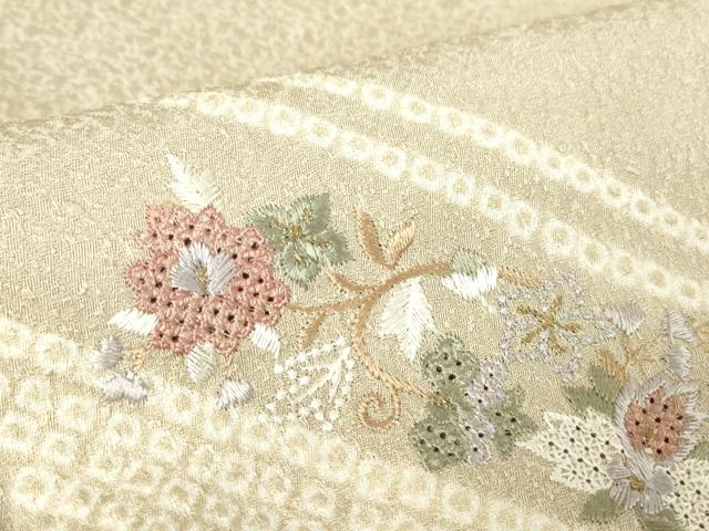 平和屋着物●中国三大刺繍　スワトウ刺繍　汕頭刺繍　訪問着　絞り　花唐草文　金彩　正絹　逸品　DABC3433az