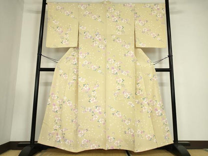 平和屋着物●上質な小紋　枝垂れ桜　正絹　逸品　未使用　DABC3434az