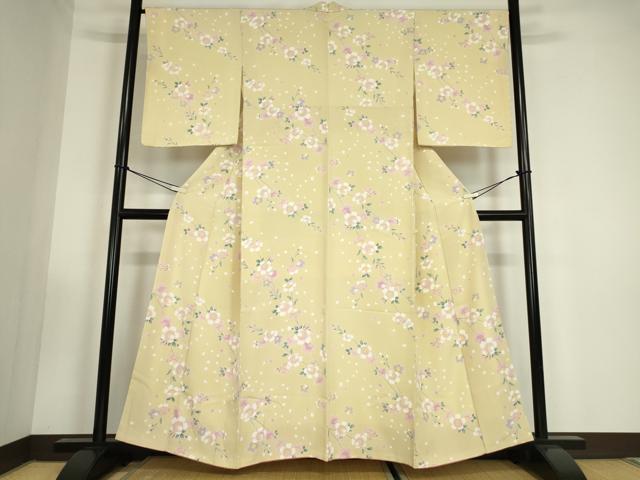 平和屋着物●上質な小紋　枝垂れ桜　正絹　逸品　未使用　DABC3434az