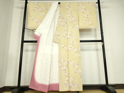 平和屋着物●上質な小紋　枝垂れ桜　正絹　逸品　未使用　DABC3434az