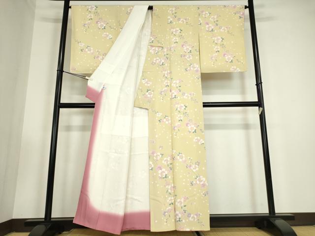 平和屋着物●上質な小紋　枝垂れ桜　正絹　逸品　未使用　DABC3434az