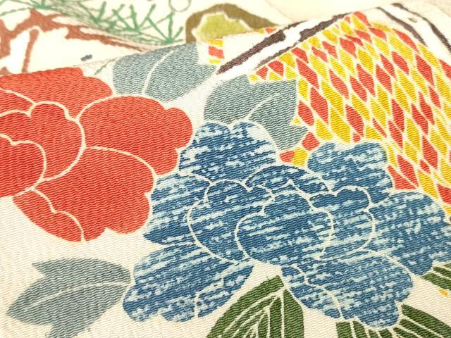 平和屋着物●豪華振袖　茶屋辻風景花文　型染　鬼しぼ縮緬　正絹　逸品　DABC3435az