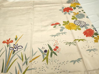 平和屋着物●豪華振袖　茶屋辻風景花文　型染　鬼しぼ縮緬　正絹　逸品　DABC3435az