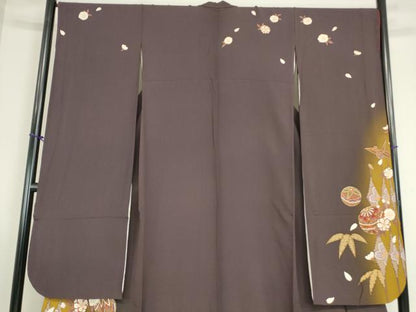平和屋着物●豪華振袖　折鶴花毬文　暈し染め　金彩　正絹　逸品　DABC3436az